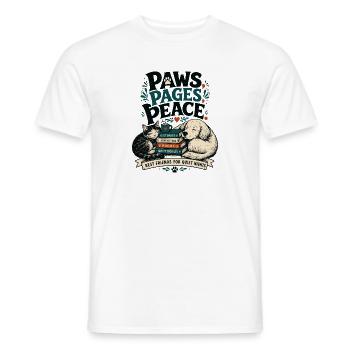 Bücher Haustiere Katze Hund Geschenk für Leser - Männer T-Shirt - Weiß - Vorne - AI Model Male 178 dark (178cm)