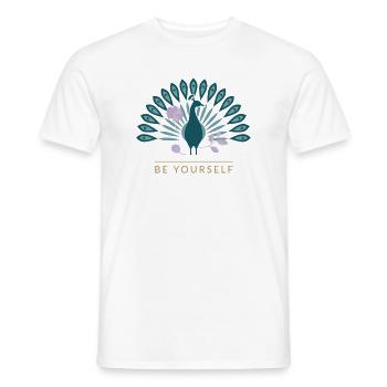 Peacock Be Yourself Emblem - Männer T-Shirt - Weiß - Vorne - AI Model Male 178 dark (178cm)