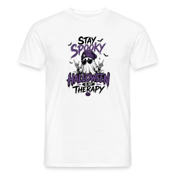 Restez effrayant – Halloween est mon pourpre thérapeutique - T-shirt homme - blanc - Devant - AI Model Male 178 dark (178cm)