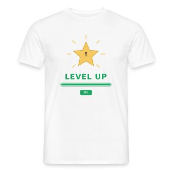 Level Up IRL – Gamer Motivation - T-shirt homme - blanc - Devant - AI Model Male 178 dark (178cm)