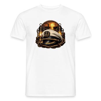 Chapeau de capitaine à la lumière du soir - T-shirt homme - blanc - Devant - AI Model Male 178 dark (178cm)