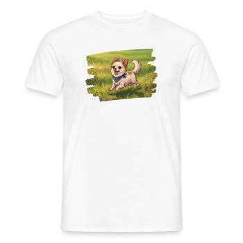 Süßer Chihuahua flitzt über die Wiese - Männer T-Shirt - Weiß - Vorne - AI Model Male 178 dark (178cm)