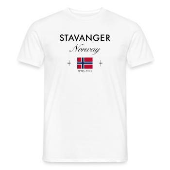 Stavanger Norwegen Koordinaten Reise Souvenir - Männer T-Shirt - Weiß - Vorne - AI Model Male 178 dark (178cm)