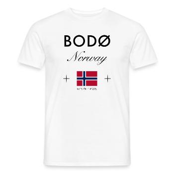 Bodø Norwegen Koordinaten Reise Souvenir - Männer T-Shirt - Weiß - Vorne - AI Model Male 178 dark (178cm)