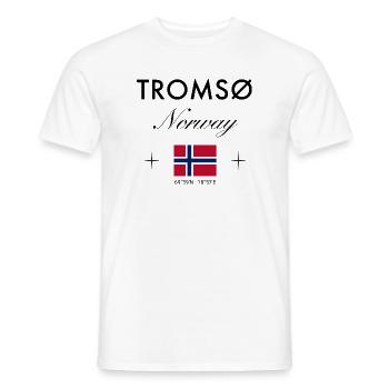 Tromsø Norwegen Koordinaten Reise Souvenir - Männer T-Shirt - Weiß - Vorne - AI Model Male 178 dark (178cm)