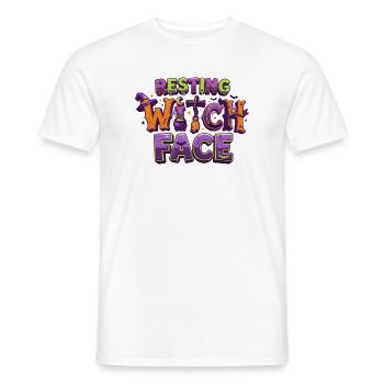 Resting Witch Face – lustiger Halloween-T-Shirt-Zaun - Männer T-Shirt - Weiß - Vorne - AI Model Male 178 dark (178cm)