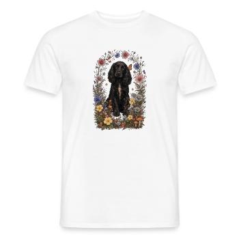 Chien à cadre floral - T-shirt homme - blanc - Devant - AI Model Male 178 dark (178cm)