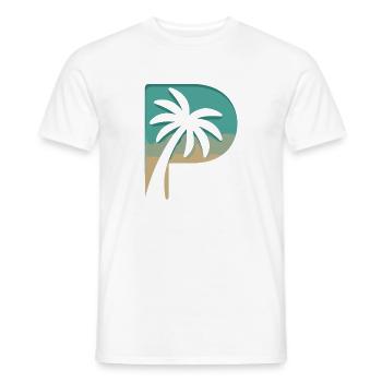 Paradis de palmiers estival, ambiance plage - T-shirt homme - blanc - Devant - AI Model Male 178 dark (178cm)