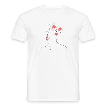 Elegante Frau Sonnenbrille Skizze - Männer T-Shirt - Weiß - Vorne - AI Model Male 178 dark (178cm)