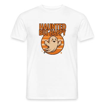 Halloween fantôme mignon – Hanté mais heureux - T-shirt homme - blanc - Devant - AI Model Male 178 dark (178cm)