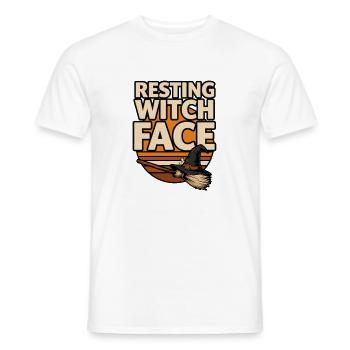 Witch Halloween – Visage de sorcière au repos - T-shirt homme - blanc - Devant - AI Model Male 178 dark (178cm)