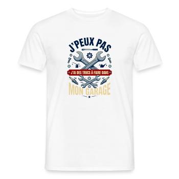 J'peux Pas J'ai Garage - Cadeau Mécanicien Rétro - T-shirt homme - blanc - Devant - AI Model Male 178 dark (178cm)