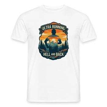 Ultra course sur sentier - Hell and Back - T-shirt homme - blanc - Devant - AI Model Male 178 dark (178cm)