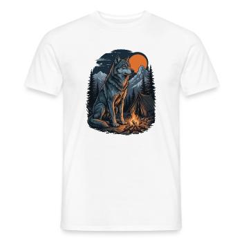 Loup de randonnée - Aventure en plein air - T-shirt homme - blanc - Devant - AI Model Male 178 dark (178cm)