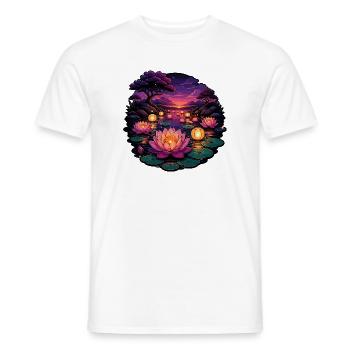 Lotus-Lichter am Abend - Männer T-Shirt - Weiß - Vorne - AI Model Male 178 dark (178cm)