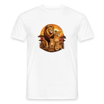 Löwenfamilie am Sonnenuntergang - Männer T-Shirt - Weiß - Vorne - AI Model Male 178 dark (178cm)