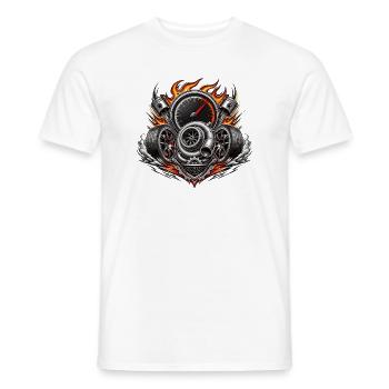Flammen-Turbo-Motor-Emblem - Männer T-Shirt - Weiß - Vorne - AI Model Male 178 dark (178cm)