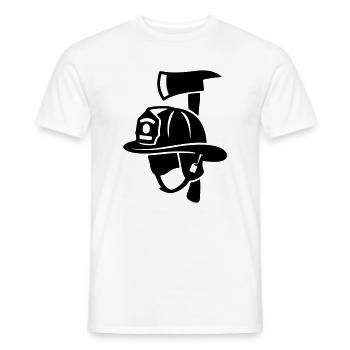 Logo frontal du casque de pompier - T-shirt homme - blanc - Devant - AI Model Male 178 dark (178cm)