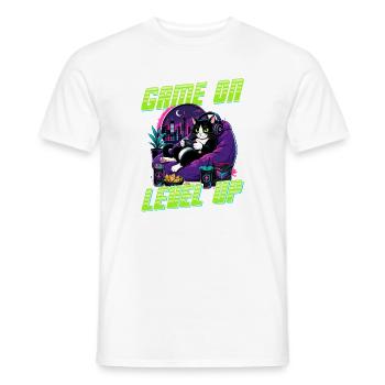 Gamer Gaming Cat Video Game - Männer T-Shirt - Weiß - Vorne - AI Model Male 178 dark (178cm)