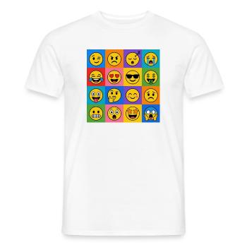 Grille Smilies – 16 visages de dessins animés colorés - T-shirt homme - blanc - Devant - AI Model Male 178 dark (178cm)