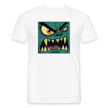 Wütendes Monster Gesicht – Cartoon Vektor Grafik - Männer T-Shirt - Weiß - Vorne - AI Model Male 178 dark (178cm)