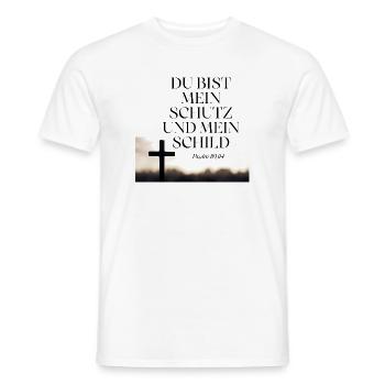 Du bist mein Schutz und Schild – Psalm 119 - Männer T-Shirt - Weiß - Vorne - AI Model Male 178 dark (178cm)