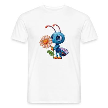 Biene im Stickerei-Look Blume Geschenk - Männer T-Shirt - Weiß - Vorne - AI Model Male 178 dark (178cm)