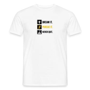 Verfolgt es: Run Think Rise - Männer T-Shirt - Weiß - Vorne - AI Model Male 178 dark (178cm)