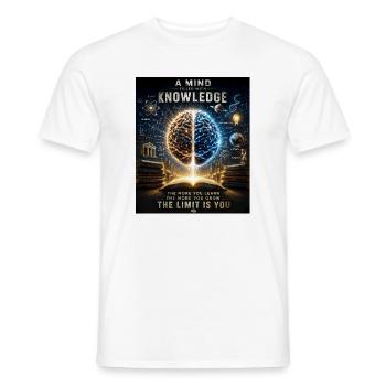 Ein Gehirn voller Wissen: Die Grenze liegt in dir - Männer T-Shirt - Weiß - Vorne - AI Model Male 178 dark (178cm)