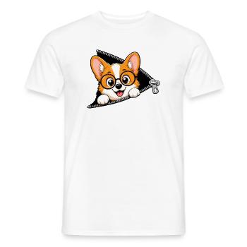 Corgi Hund Reißverschluss - Männer T-Shirt - Weiß - Vorne - AI Model Male 178 dark (178cm)