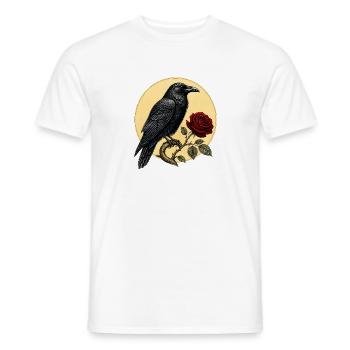 Rabe (Corvus corax) & Botanische Rote Rose - Männer T-Shirt - Weiß - Vorne - AI Model Male 178 dark (178cm)