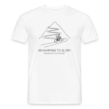 Stelvio Pass Minimalist Bike Art - Men's T-Shirt - white - Front - AI Model Male 178 dark (178cm)