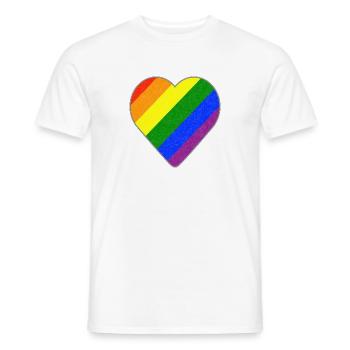 Cœur avec des rayures arc-en-ciel - T-shirt homme - blanc - Devant - AI Model Male 178 dark (178cm)