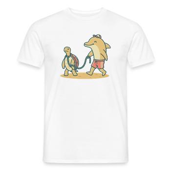 Dolphin walks turtle - Men's T-Shirt - white - Front - AI Model Male 178 dark (178cm)