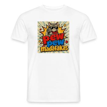 Pew Pew Madafakas Katze - Männer T-Shirt - Weiß - Vorne - AI Model Male 178 dark (178cm)