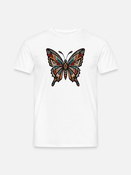 Geometrischer Tribal-Schmetterling - Männer T-Shirt - Weiß