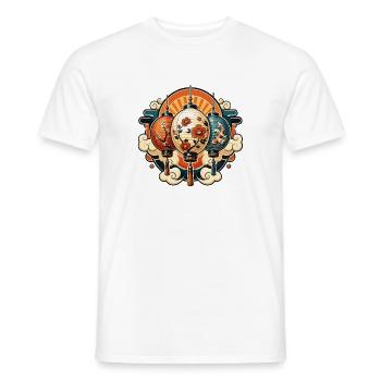 Chinese lanterns with flowers and koi - Men's T-Shirt - white - Front - AI Model Male 178 dark (178cm)