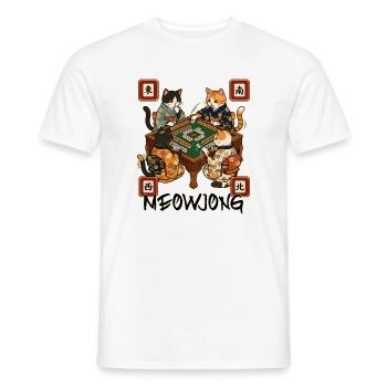 Meowjong Cute Cat Mahjong Game Social Club - Men's T-Shirt - white - Front - AI Model Male 178 dark (178cm)