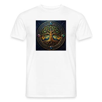 Mystic Tree mit Juwelen und Knoten - Männer T-Shirt - Weiß - Vorne - AI Model Male 178 dark (178cm)