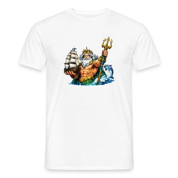 Neptun mit Seegelschiff - Männer T-Shirt - Weiß - Vorne - AI Model Male 178 dark (178cm)