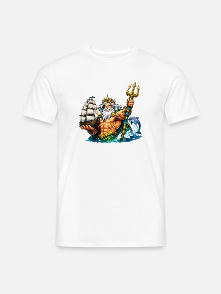 Neptune with sailing ship - Men's T-Shirt - white