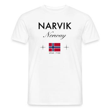 Narvik Norwegen Koordinaten Reise Souvenir - Männer T-Shirt - Weiß - Vorne - AI Model Male 178 dark (178cm)
