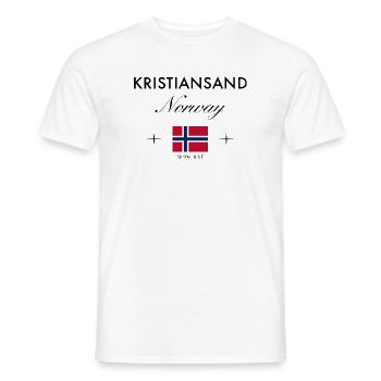 Kristiansand Norwegen Koordinaten Reise Souvenir - Männer T-Shirt - Weiß - Vorne - AI Model Male 178 dark (178cm)