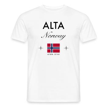Alta Norwegen Koordinaten Reise Souvenir - Männer T-Shirt - Weiß - Vorne - AI Model Male 178 dark (178cm)