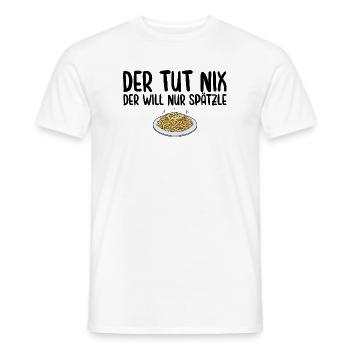 Schwäbische Küche Der will nur Spätzle - Männer T-Shirt - Weiß - Vorne - AI Model Male 178 dark (178cm)
