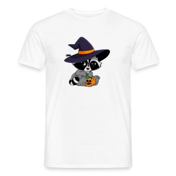 Snuggles der Waschbär im Halloweenkostüm. - Männer T-Shirt - Weiß - Vorne - AI Model Male 178 dark (178cm)