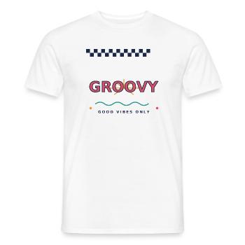 Nur groovy-Good_Vibes, Retro Y2K Typografie - Männer T-Shirt - Weiß - Vorne - AI Model Male 178 dark (178cm)