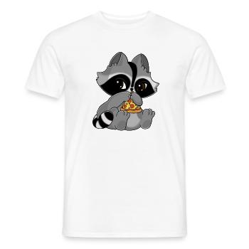 Snuggles der Waschbär ißt ein Stück Pizza - Männer T-Shirt - Weiß - Vorne - AI Model Male 178 dark (178cm)