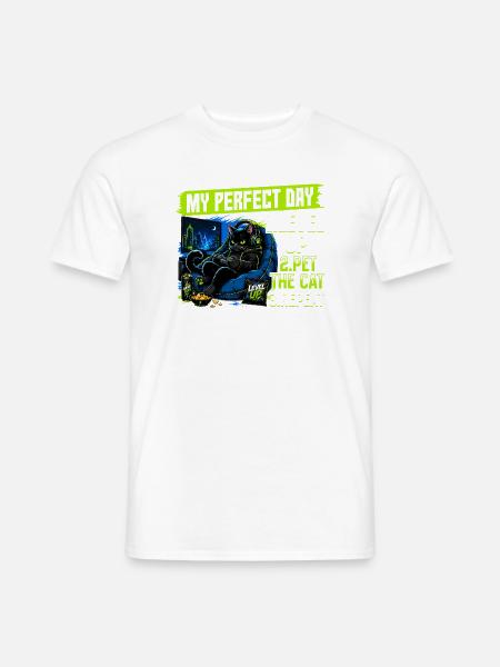 Gamer Gaming Cat Video Game - Männer T-Shirt - Weiß