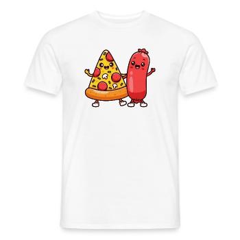 Pizzastück und Wurstfreunde - Männer T-Shirt - Weiß - Vorne - AI Model Male 178 dark (178cm)